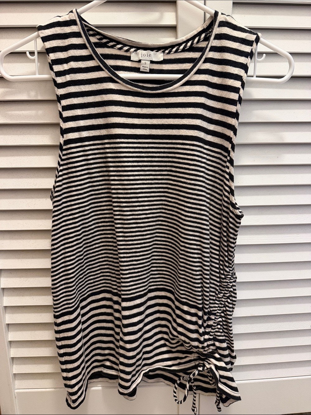 Joie Black & Cream Striped Tank, Sz S